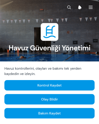 Havuz Güvenliği Yönetim Uygulama Șablonu