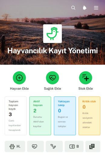 Hayvancılık Kayıt Yönetimi Uygulama Șablonu