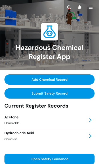 Hazardous Chemical Register App Template