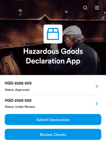 Hazardous Goods Declaration App Template