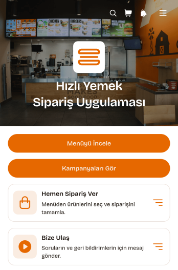 Hazır Yemek Sipariş Uygulama Șablonu