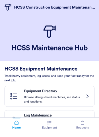 HCSS Construction Equipment Maintenance Software App Template