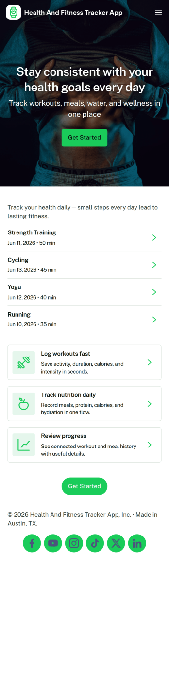 Health and Fitness Tracker App Template