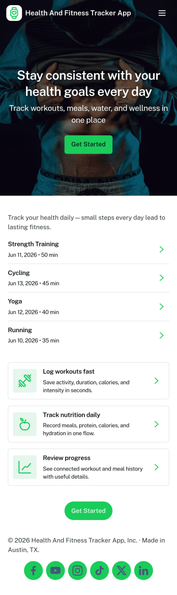 Health and Fitness Tracker App Template