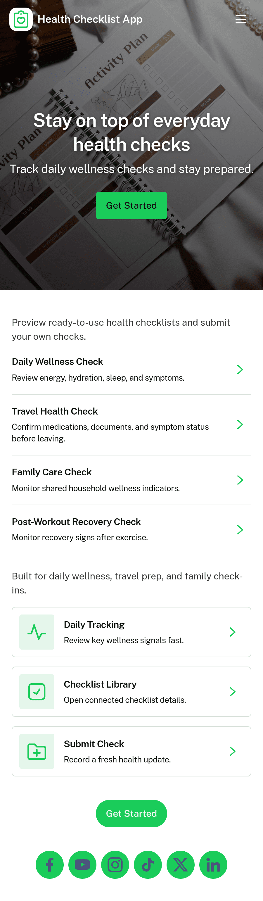 Health Checklist App Template | Jotform