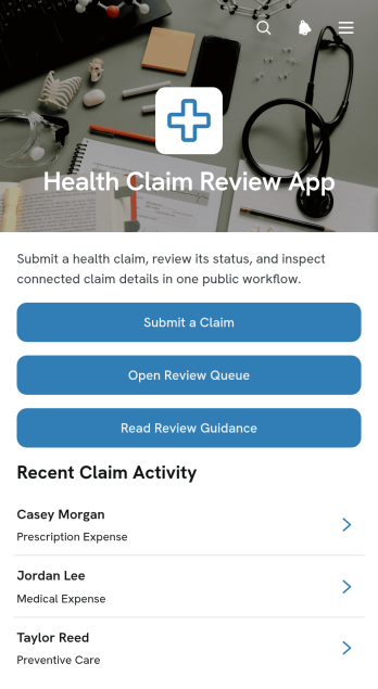 Health Claim Review App Template