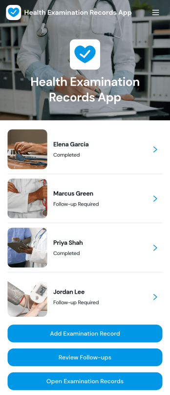Health Examination Records App Template