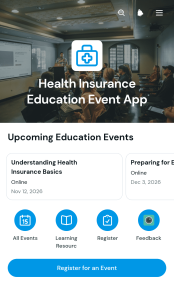Health Insurance Education Event App Template