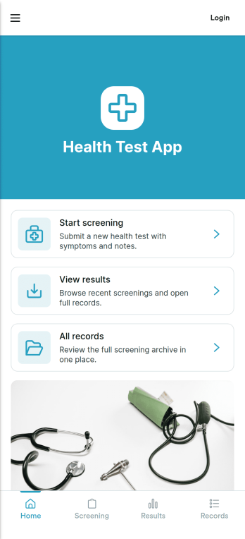 Health Test App Template