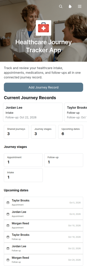 Healthcare Journey Tracker App Template