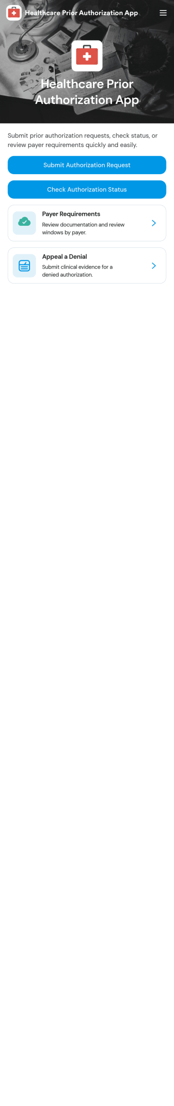 Healthcare Prior Authorization App Template