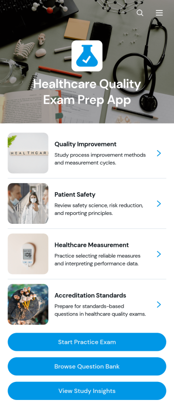 Healthcare Quality Exam Prep App Template
