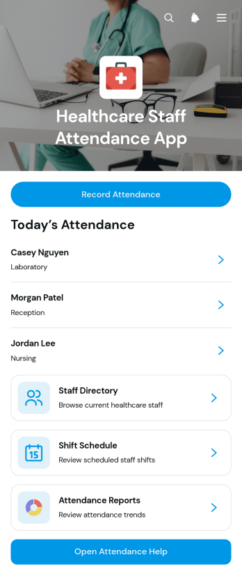 Healthcare Staff Attendance App Template
