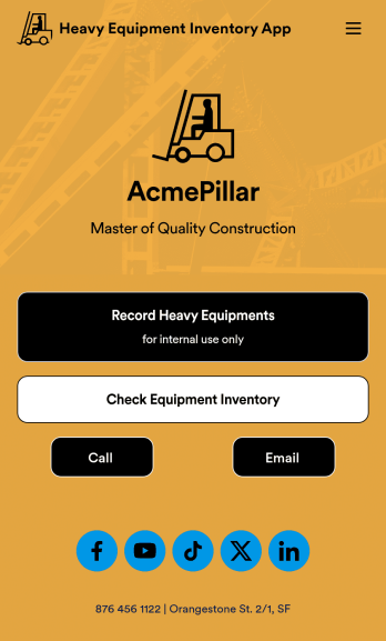 Heavy Equipment Inventory App Template