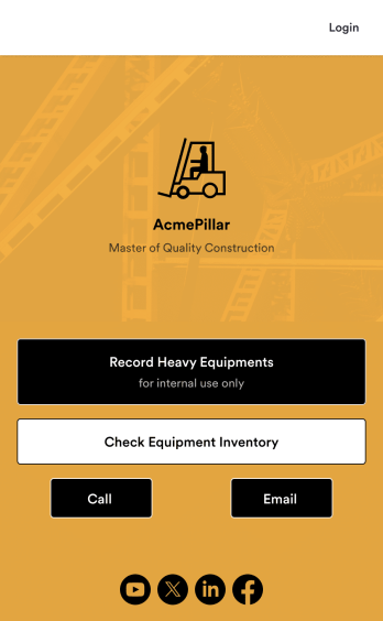 Heavy Equipment Inventory App Template