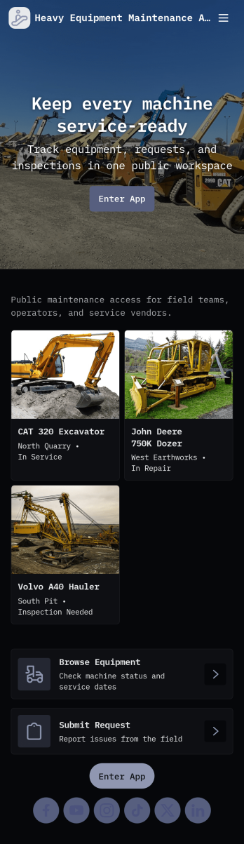 Heavy Equipment Maintenance App Template