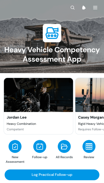 Heavy Vehicle Competency Assessment App Template
