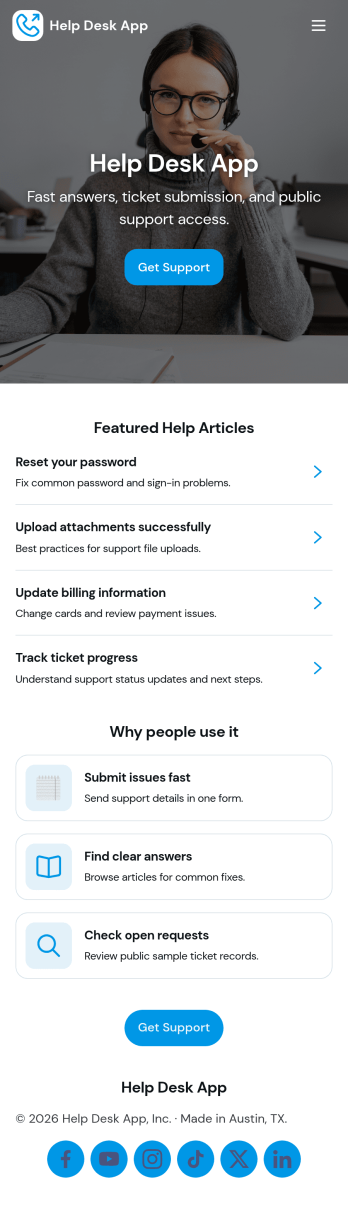 Help Desk App Template