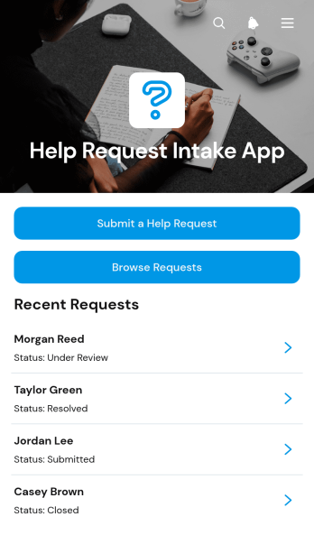 Help Request Intake App Template