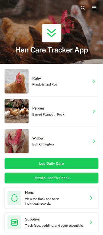 Hen Care Tracker App Template