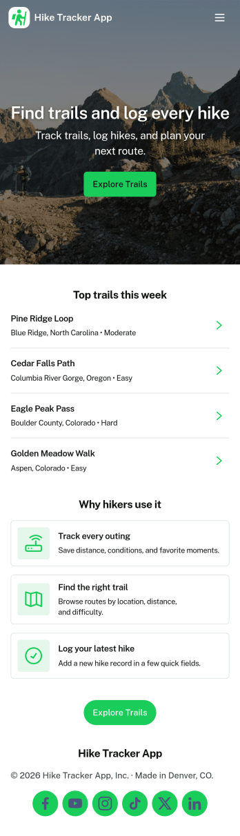 Hike Tracker App Template