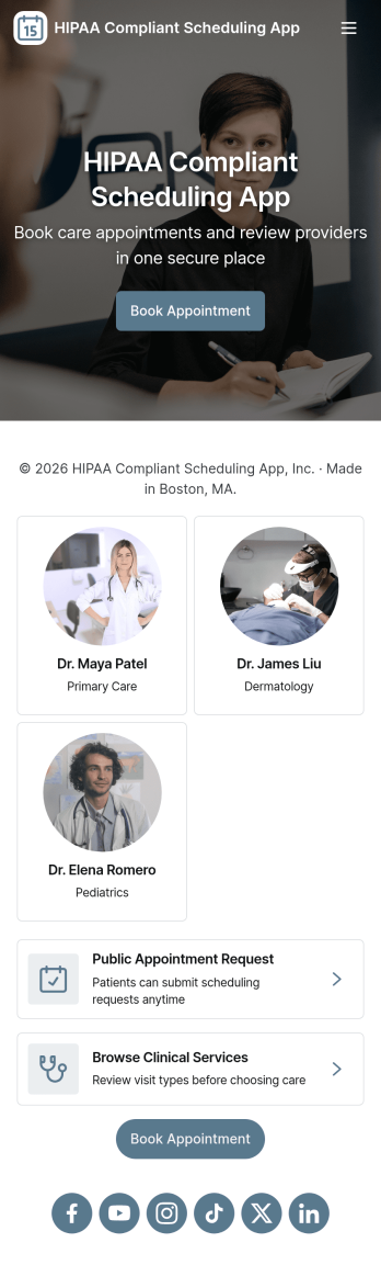 Hipaa Compliant Scheduling App Template
