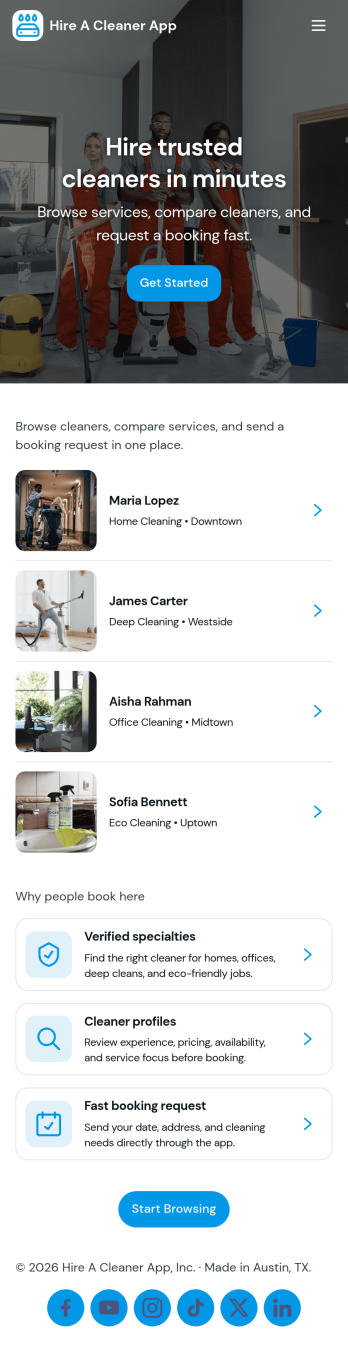 Hire a Cleaner App Template