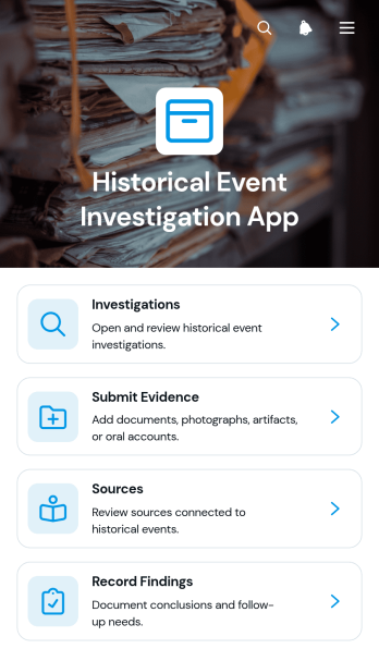 Historical Event Investigation App Template