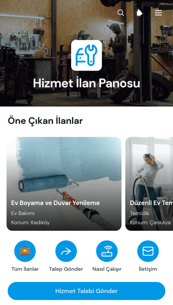 Hizmet İş İlanı Panosu Uygulama Șablonu