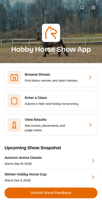 Hobby Horse Show App Template