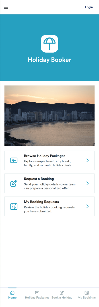 Holiday Booker App Template