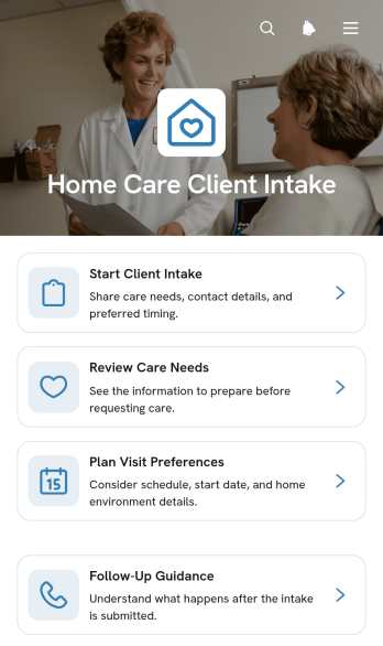 Home Care Client Intake App Template