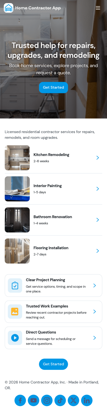 Home Contractor App Template