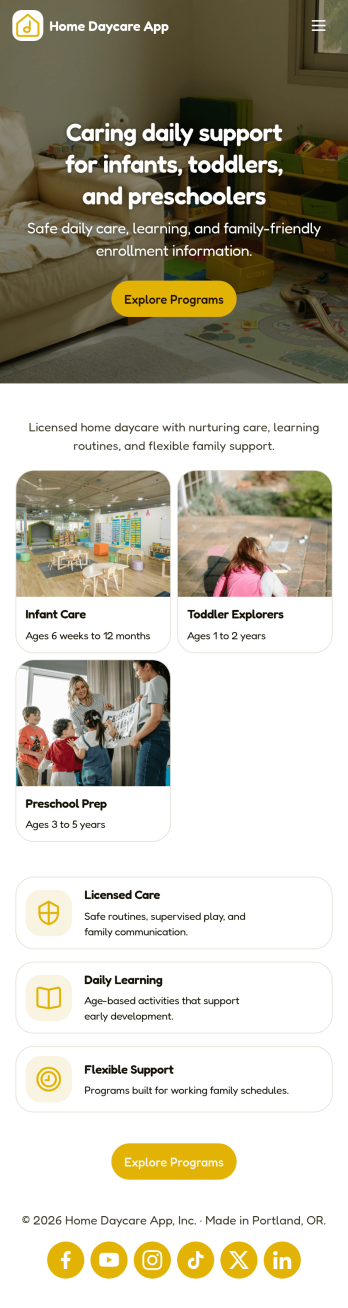 Home Daycare App Template