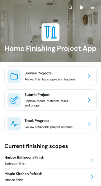 Home Finishing Project App Template