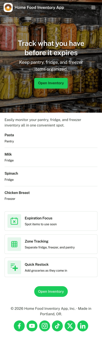 Home Food Inventory App Template