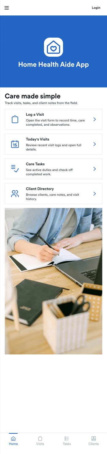 Home Health Aide App Template