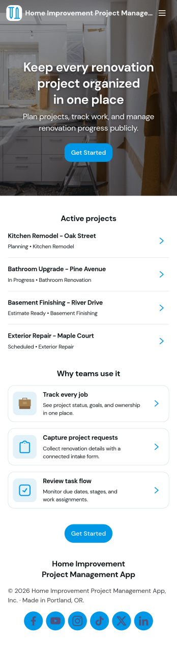 Home Improvement Project Management App Template