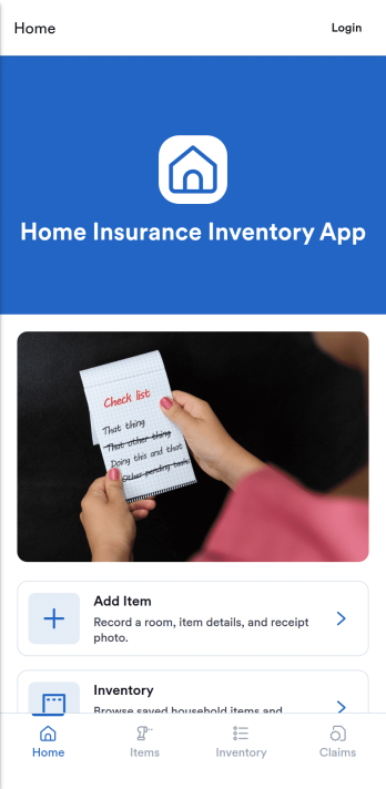 Home Insurance Inventory App Template