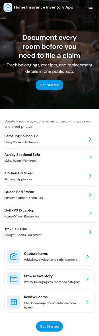 Home Insurance Inventory App Template