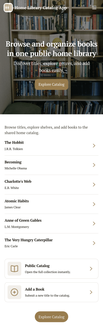 Home Library Catalog App Template