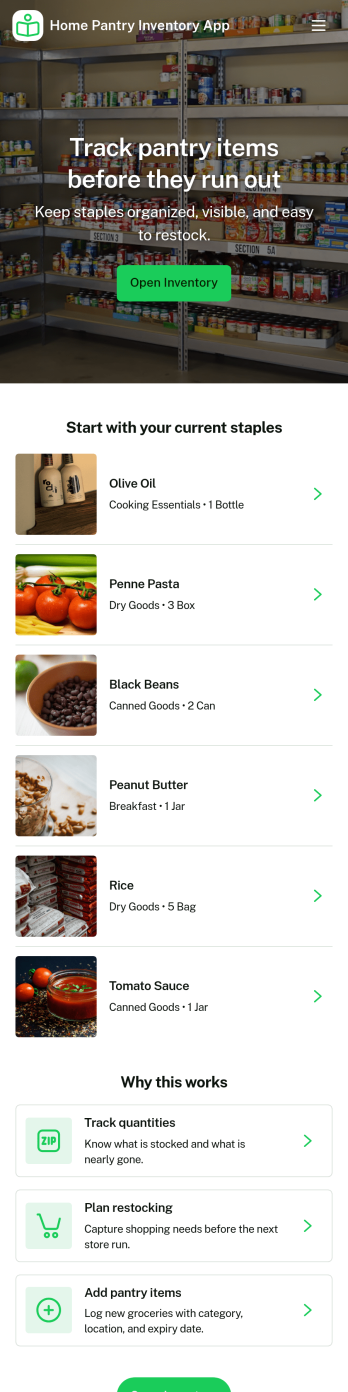 Home Pantry Inventory App Template