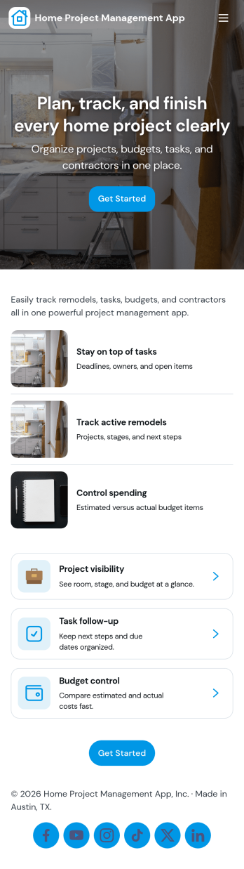 Home Project Management App Template