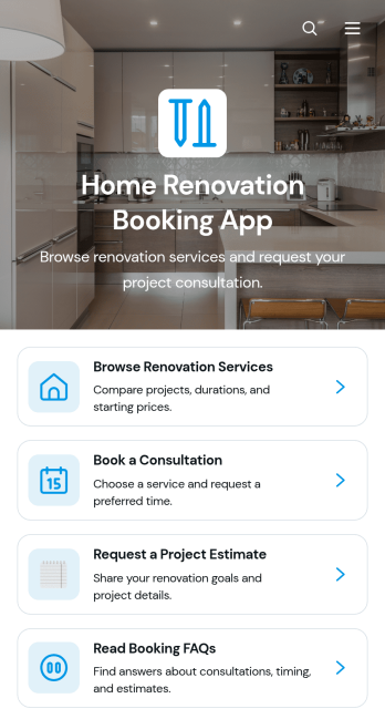 Home Renovation Booking App Template