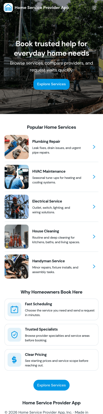 Home Service Provider App Template
