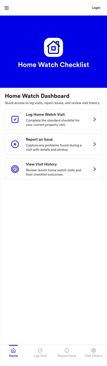 Home Watch Checklist App Template