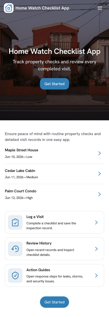 Home Watch Checklist App Template