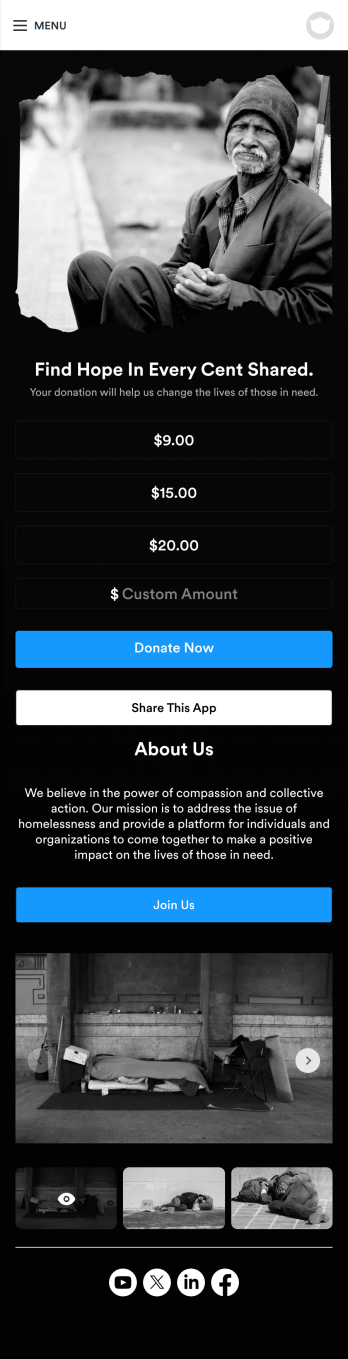 Homeless Donation App Template