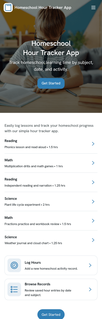 Homeschool Hour Tracker App Template