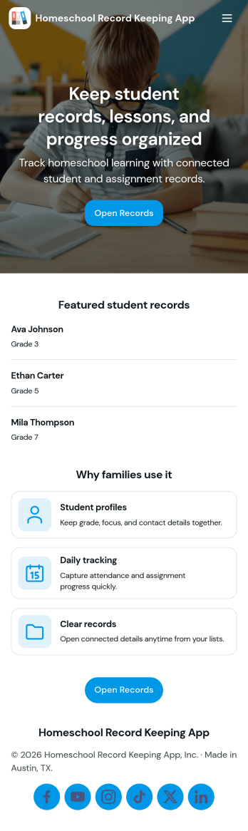 Homeschool Record Keeping App Template